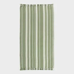 40"x72" Peshtemal Turkish Premium Lightweight Striped Oversized Beach Towel with Knotted Fringe Green - Threshold™