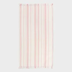 40"x72" Peshtemal Turkish Premium Lightweight Striped Oversized Beach Towel with Knotted Fringe Coral - Threshold™