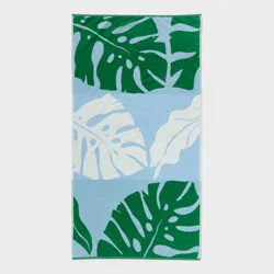 36"x72" Leaf Oversized Beach Towel Blue/Green/White - Room Essentials™
