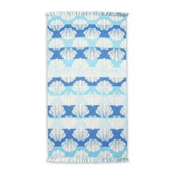 36"x72" Sculpted Shells Oversized Beach Towel with Fringe Blue