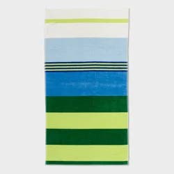 36"x72" Reversible Crosswoven Multi Striped Oversized Beach Towel Blue/Green - Room Essentials™