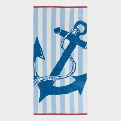 36"x72" Anchor Nautical Striped Oversized Beach Towel Blue - Room Essentials™