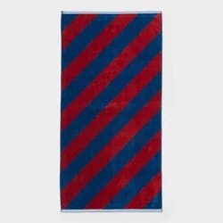 36"x72" Reversible Diagonal Striped Oversized Beach Towel Blue/Red - Room Essentials™