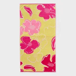 36"x72" Floral Oversized Beach Towel Yellow/Pink - Room Essentials™