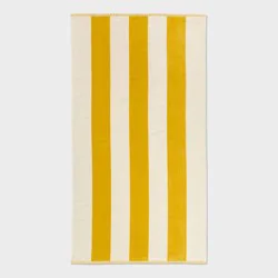 40"x72" Vertical Wide Cabana Striped Oversized Beach Towel Yellow - Threshold™