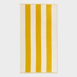 40"x72" Vertical Wide Cabana Striped Oversized Beach Towel Yellow - Threshold™