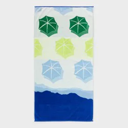 36"x72" Seaside Umbrella Oversized Beach Towel Blue/Green/Lime - Room Essentials™