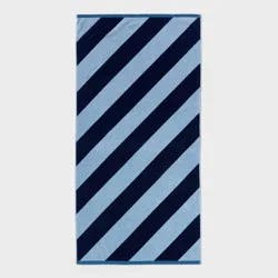 36"x72" Reversible Diagonal Striped Oversized Beach Towel Blue/Navy Blue - Room Essentials™