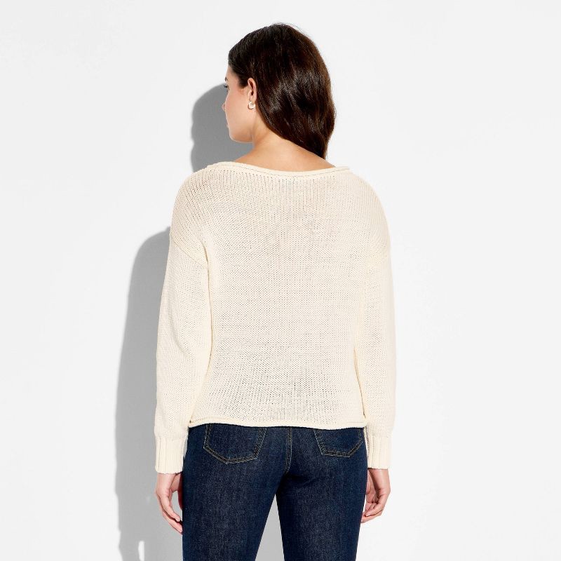 slide 3 of 3, Women's Off the Shoulder Sweater - Wild Fable™ Off-White S, 1 ct