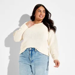 Women's Off the Shoulder Sweater - Wild Fable™ Off-White XXL