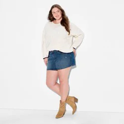 Women's Crewneck Cable Pullover Sweater - Wild Fable™ Off-White XXL