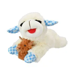Multipet Lamb Chop holding Highland Cow Interactive Plush Dog Toy: For All Sizes, All Ages, 0.21 Lbs