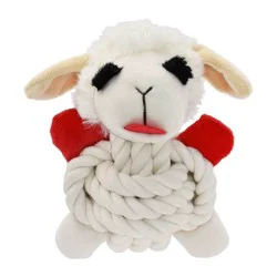Multipet 6.5" Lamb Chop Rope Body Interactive Plush Dog Toy: All Ages, Polyester Fill, Occupy, Cuddle
