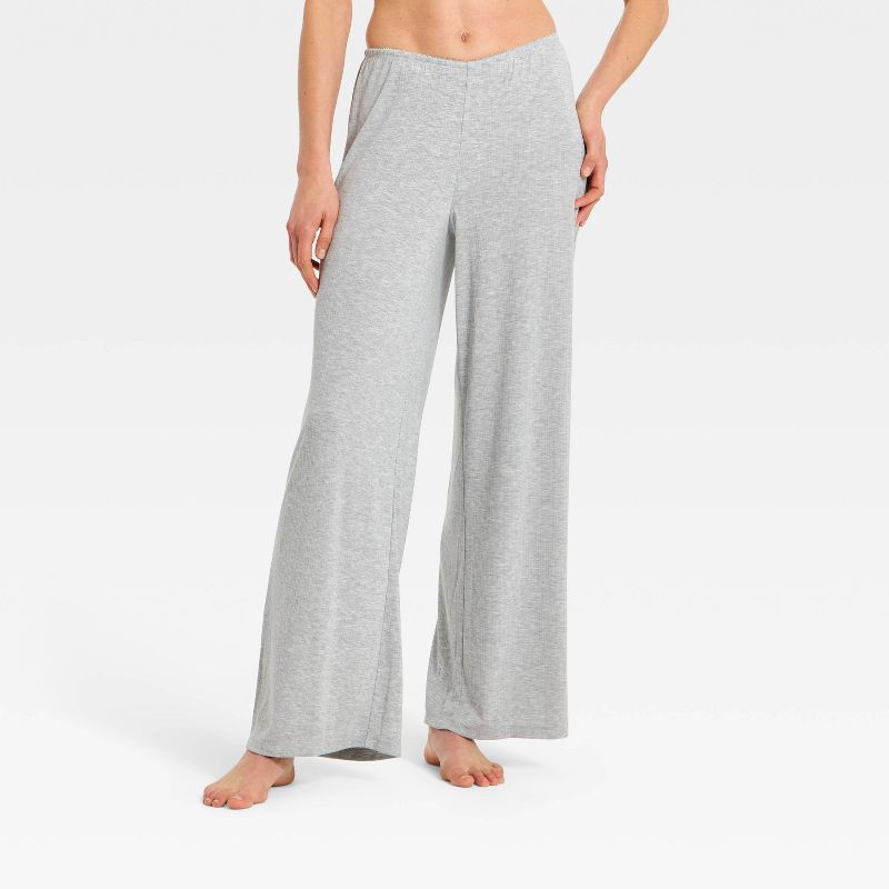 slide 1 of 3, Women's Ribbed Cooling Jersey Pajama Pants - Auden™ Heather Gray S, 1 ct
