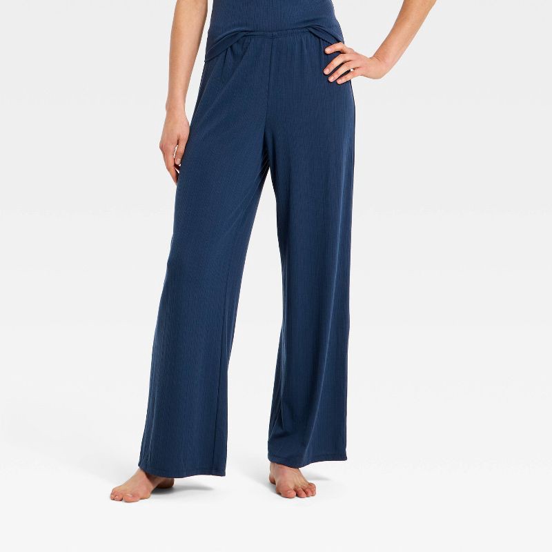 slide 1 of 3, Women's Ribbed Cooling Jersey Pajama Pants - Auden™ Navy M, 1 ct