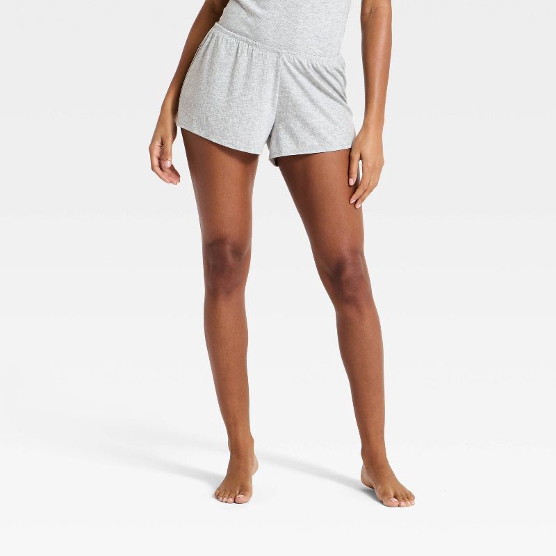 slide 1 of 3, Women's Ribbed Cooling Jersey Pajama Shorts - Auden™ Heather Gray M, 1 ct