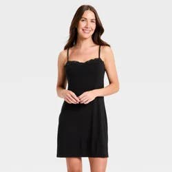Women's Lace Cloud Knit Chemise - Auden™ Black S