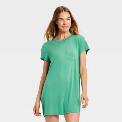 Women's Jersey Pajama T-Shirt Dress - Auden™ Green XS