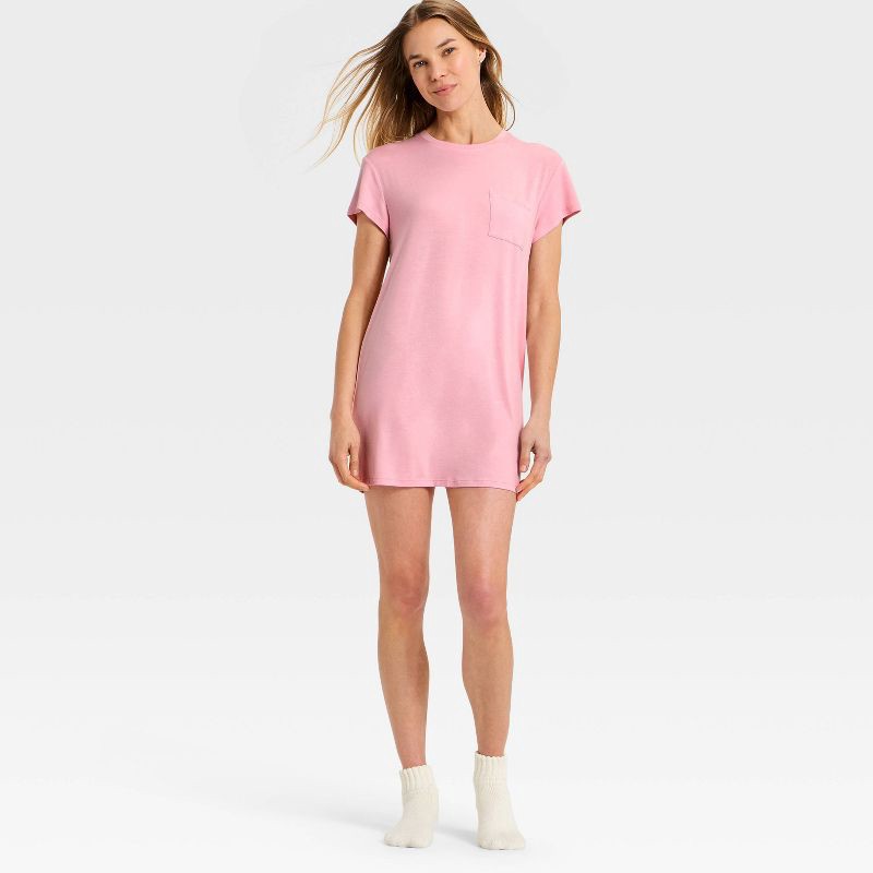 slide 3 of 3, Women's Jersey Pajama T-Shirt Dress - Auden™ Light Pink XXL, 1 ct