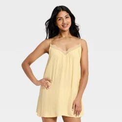 Women's Luxury Collection Lace Trim Satin Chemise - Auden™ Yellow XXL
