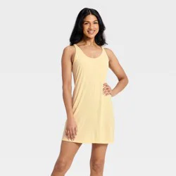 Women's Cooling Ribbed Jersey Tank Dress - Auden™ Yellow M