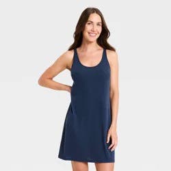 Women's Cooling Ribbed Jersey Tank Dress - Auden™ Navy XS