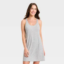 Women's Cooling Ribbed Jersey Tank Dress - Auden™ Heather Gray L