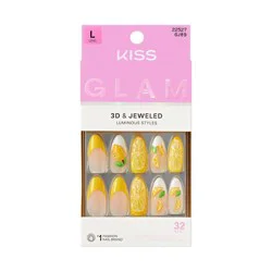 KISS Products Kiss Glam Jeweled Press-On Fake Nails Long Almond - Cherish the Moment - 35ct