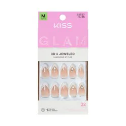 KISS Products KISS Nails GLAM Jeweled Press-On Fake Nails - Medium Almond - Applause - 35ct