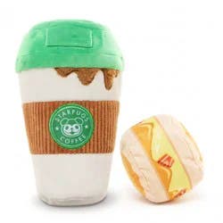 BARK Latte Dog Toy - Puppin' Hot Latte: Holds Treats, Squeaks, Crinkles, All Breeds, All Ages