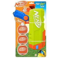 NERF Compact Blaster with Folding Handle Ball Launcher Dog Toy - 4pc