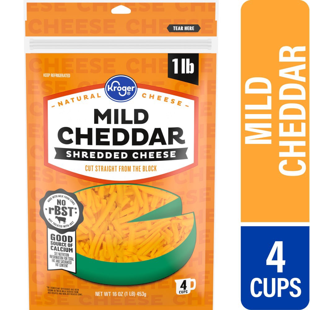 slide 1 of 4, Kroger® Mild Cheddar Shredded Cheese, 16 oz