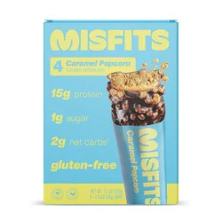 Misfits Health Plant Based Caramel Popcorn Protein Bars - 7.10oz/4pk