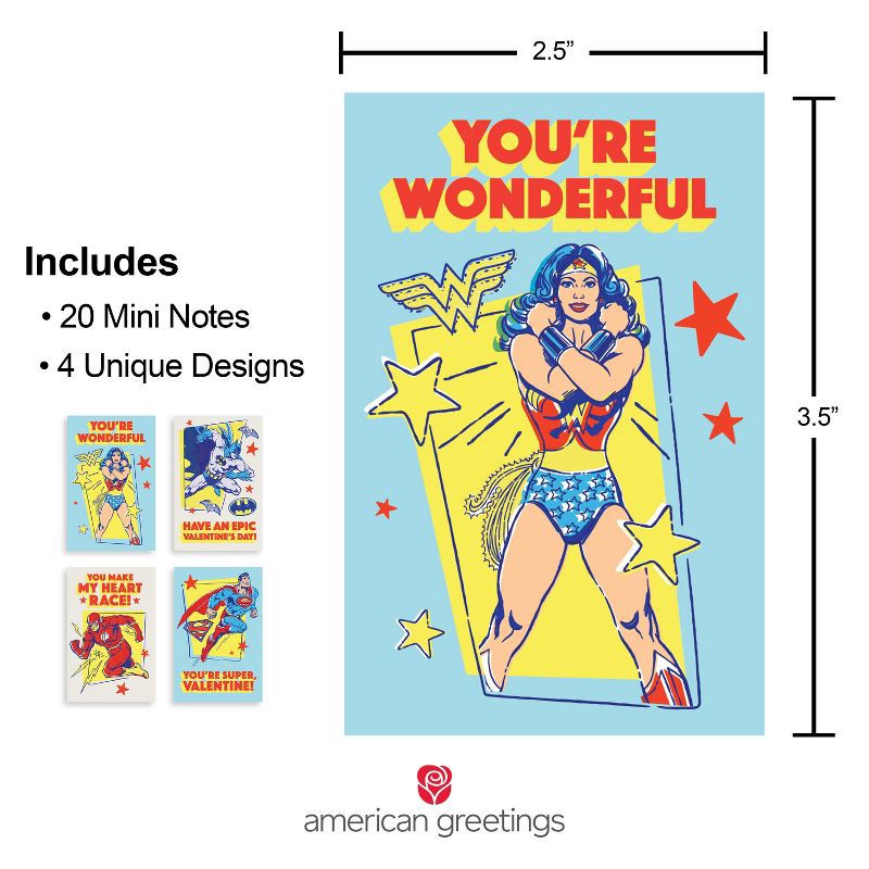 slide 5 of 6, DC Comics 10ct Valentine's Day Mini Cards Justice League, 10 ct
