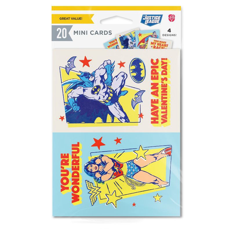 slide 4 of 6, DC Comics 10ct Valentine's Day Mini Cards Justice League, 10 ct
