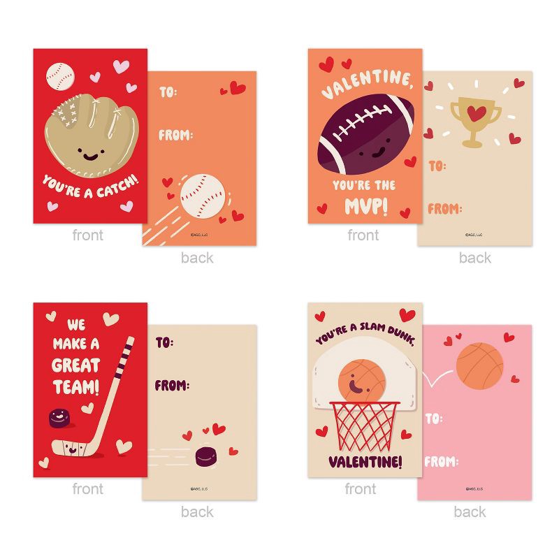 slide 3 of 6, American Greetings 20ct Valentine's Day Mini Notes Sports (4-Designs), 20 ct