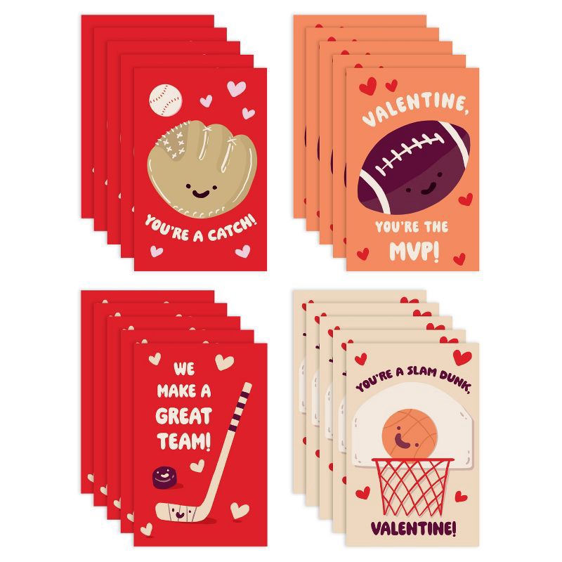 slide 4 of 6, American Greetings 20ct Valentine's Day Mini Notes Sports (4-Designs), 20 ct