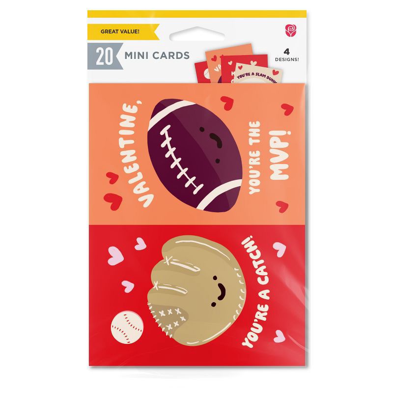 slide 5 of 6, American Greetings 20ct Valentine's Day Mini Notes Sports (4-Designs), 20 ct