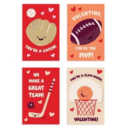 American Greetings 20ct Valentine's Day Mini Notes Sports (4-Designs)