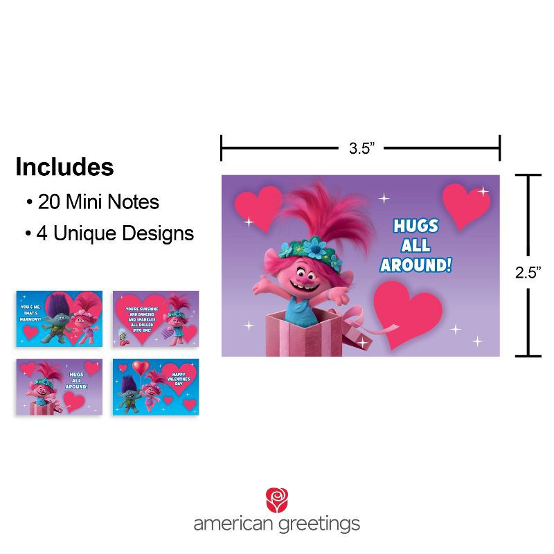slide 2 of 6, Dreamworks 10ct Valentine's Day Mini Cards Trolls, 10 ct