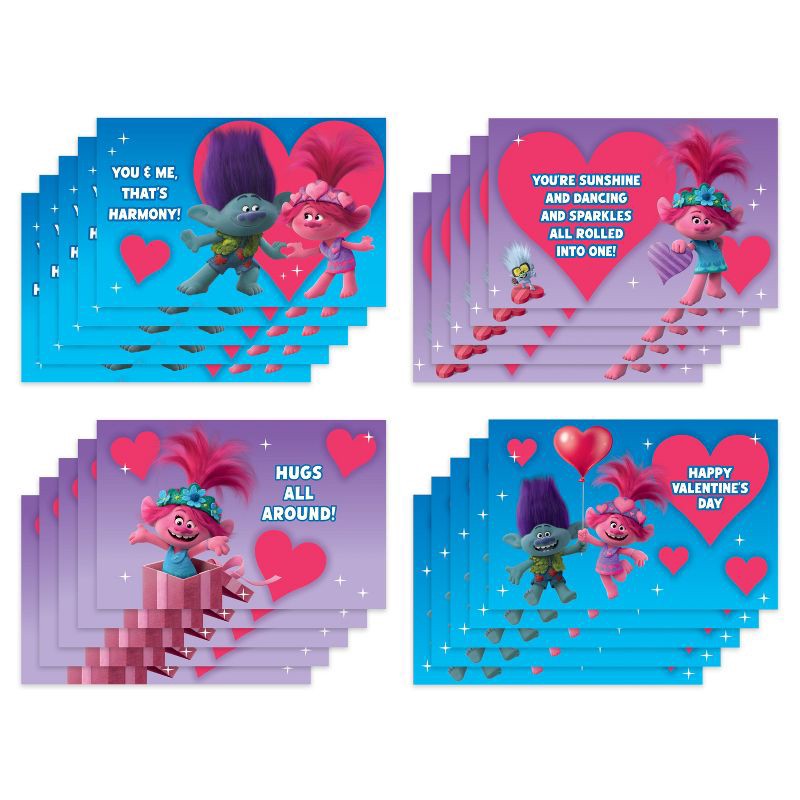 slide 4 of 6, Dreamworks 10ct Valentine's Day Mini Cards Trolls, 10 ct