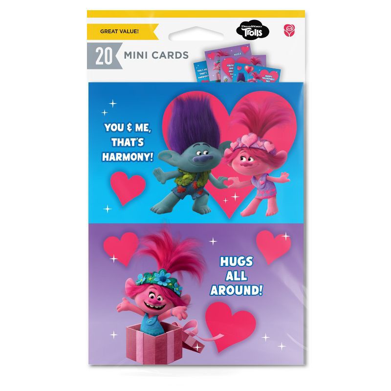 slide 5 of 6, Dreamworks 10ct Valentine's Day Mini Cards Trolls, 10 ct