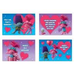 Dreamworks 10ct Dreamworks Valentine's Day Mini Mini Cards for Kids Classroom Exchange, Trolls (4-Designs)
