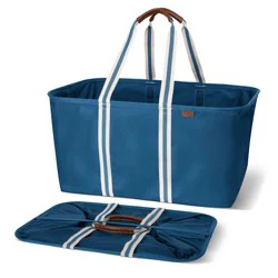 CleverMade Collapsible Laundry Tote LUXE Jewel Blue