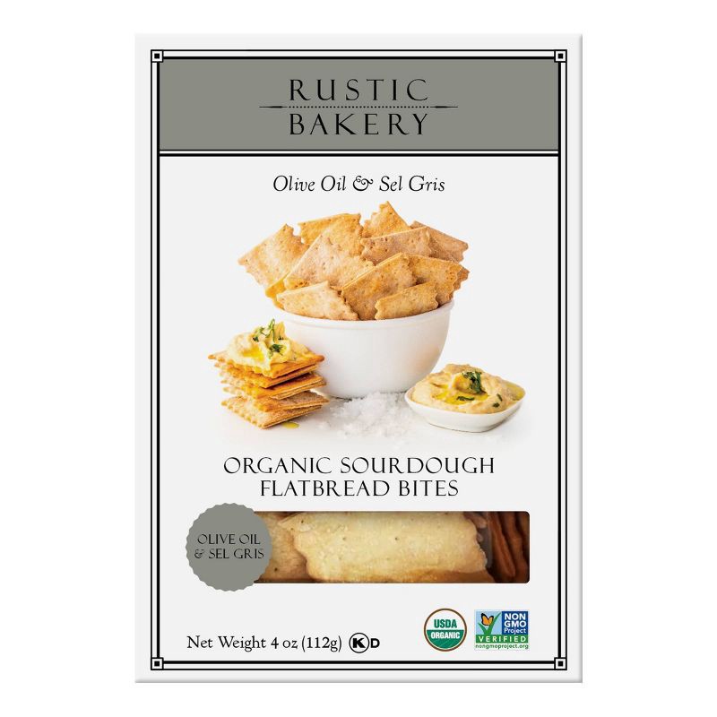 slide 1 of 5, Rustic Bakery Organic Crackers Flatbread Bites Olive Oil & Sel Gris - 4oz, 4 oz