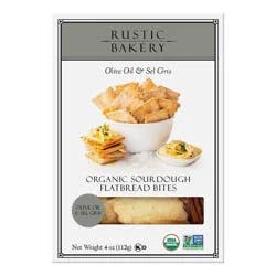Rustic Bakery Organic Crackers Flatbread Bites Olive Oil & Sel Gris - 4oz