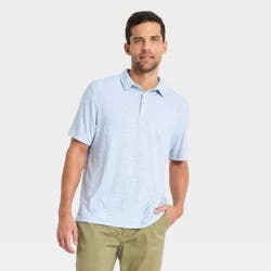 Men's Floral Print Comfort Wear Polo Shirt - Goodfellow & Co™ Light Blue M