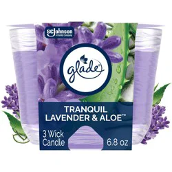 Glade 3 Wick Glass Jar Candles - Tranquil Lavender & Aloe - 6.8oz: 30 Hour Burn Time