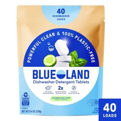 Blueland Cucumber Basil Dishwasher Detergent Tablets - 40ct: Hypoallergenic, Vegan, Resealable Bag
