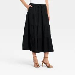 Women's Tiered Skirt - A New Day™ Black XS